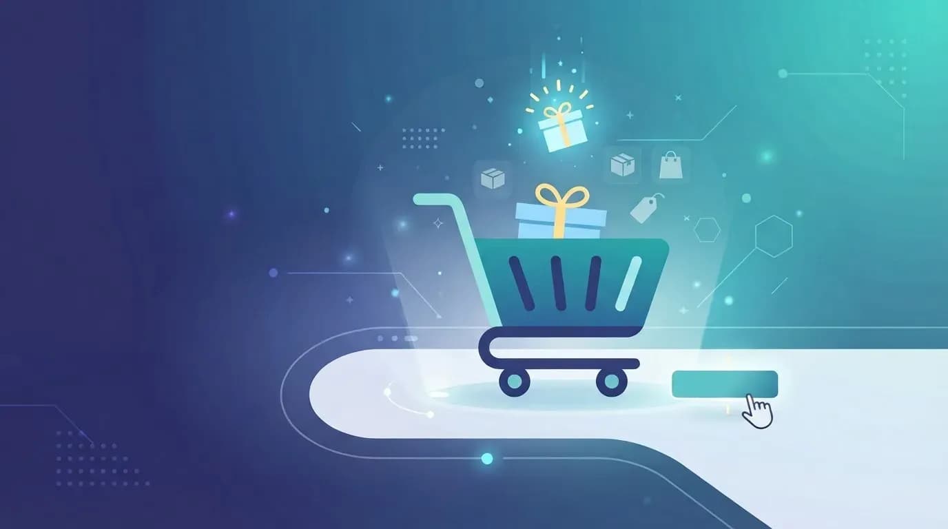 Free gift box being added to an online shopping cart